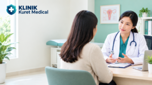 Dokter menjelaskan gejala dan pemulihan setelah aborsi kepada pasien.