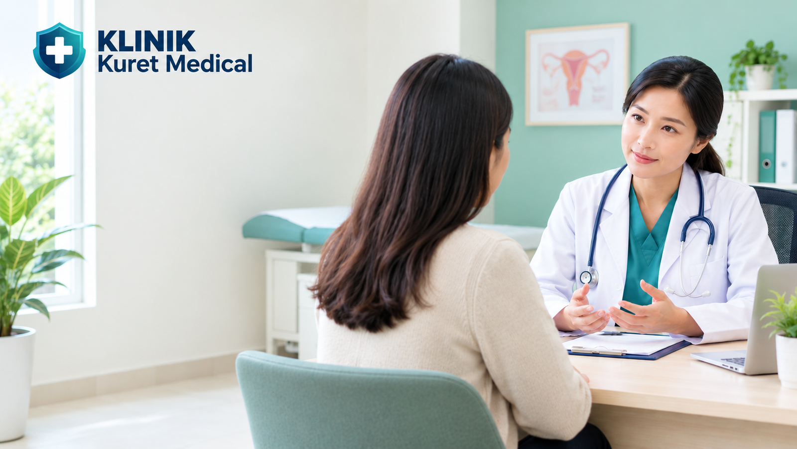 Dokter menjelaskan gejala dan pemulihan setelah aborsi kepada pasien.
